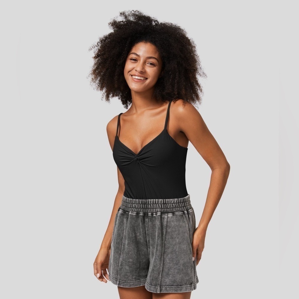 Halara Ribbed V Neck Twisted Casual Cami Top Small